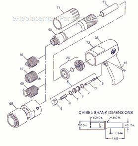 Page A Diagram and Parts List for CP715 T023311 Chicago Pneumatic Hammer